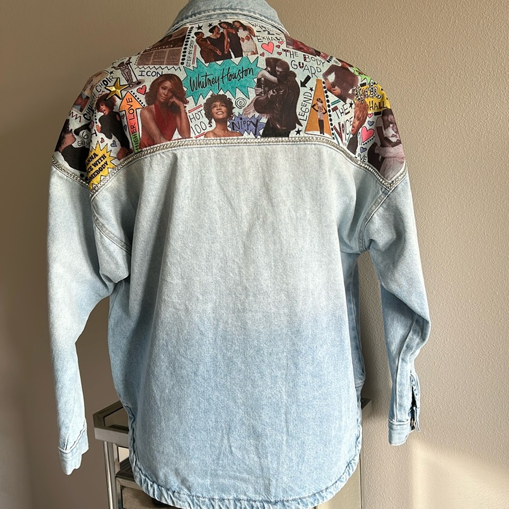 Whitney Houston Denim Shacket | Handmade DIY Customized 1 of 1 - Size L - Picture 6 of 11